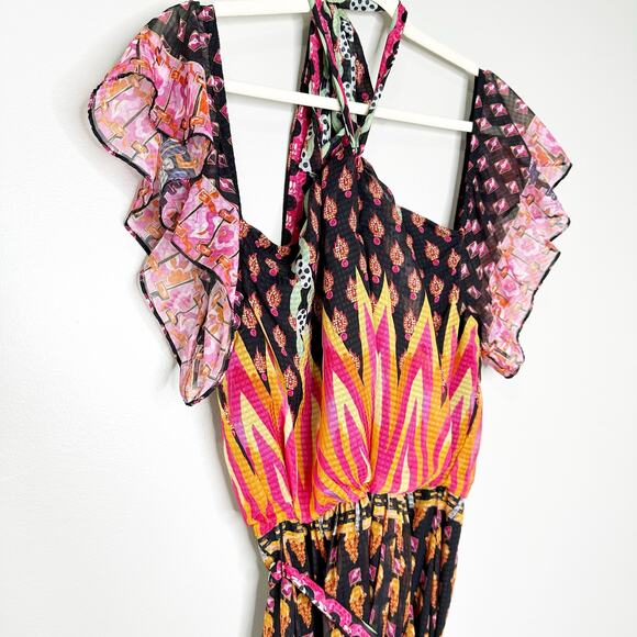 Temperley London Womens Millais Twist Maxi Dress Halter Off Shoulder Printed 10 - Picture 4 of 8